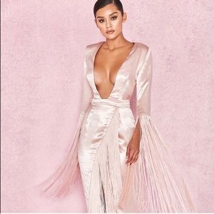 Fringe house of cb satin dress